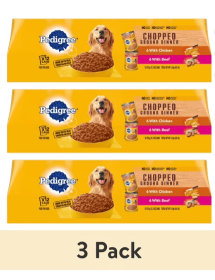(3 pack) Pedigree Chopped Ground Dinner Chicken & Beef Variety Pack Wet Dog Food, 13.2 Oz. Cans 12 Pack