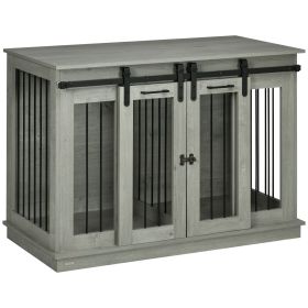 PawHut Multifunctional Large Dog Crate Gray End Table Divider Stylish Furniture Dogs