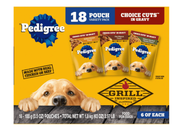 Pedigree Choice Cuts In Gravy Adult Soft Wet Dog Food Variety Pack, 3.5 Oz Pouches (18 Pack)