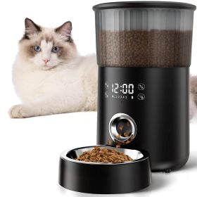 Automatic Cat Feeders for Indoor Cats with Timer. 4L Capacity Black Automatic Cat Feeder with Timer