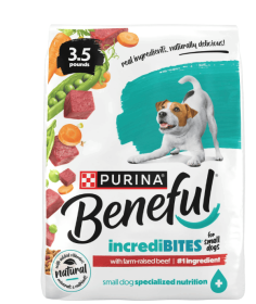 Purina Beneful Incredibites With Farm-Raised Beef Natural Small Breed Dry Dog Food With Added Vitamins, Minerals and Nutrients, 3.5 lb Bag